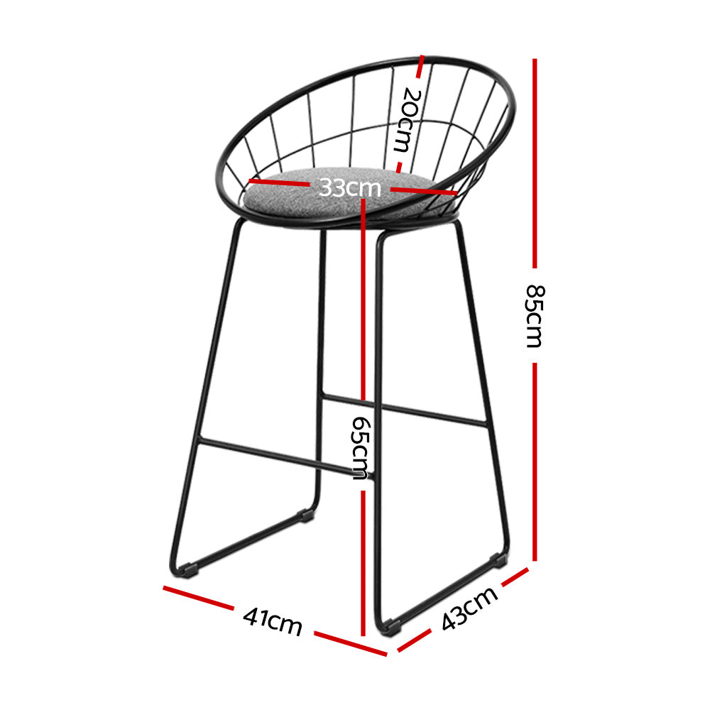 2x Bar Stools Padded Seat Metal By Artiss