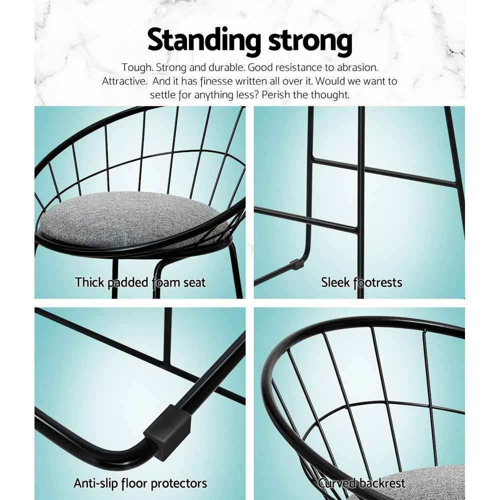 4x Bar Stools Padded Seat Metal By Artiss
