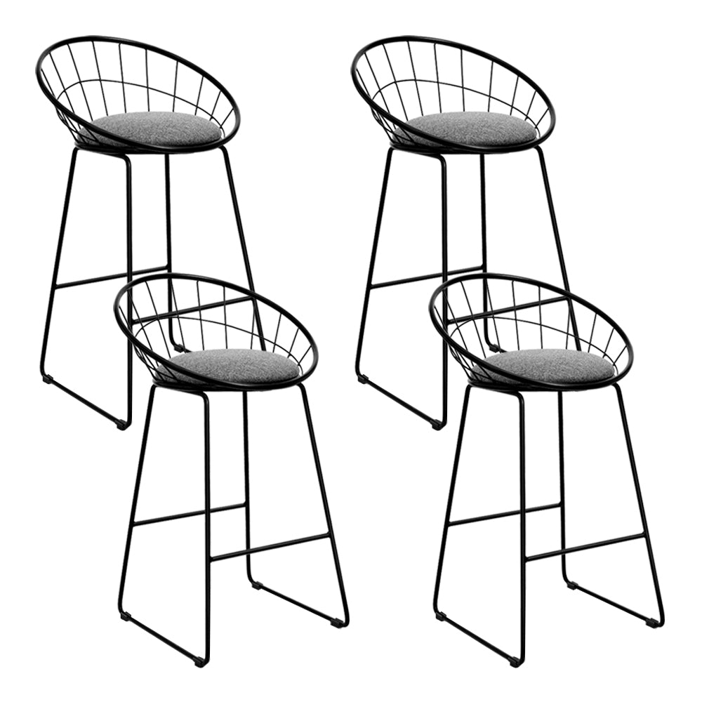 4x Bar Stools Padded Seat Metal By Artiss