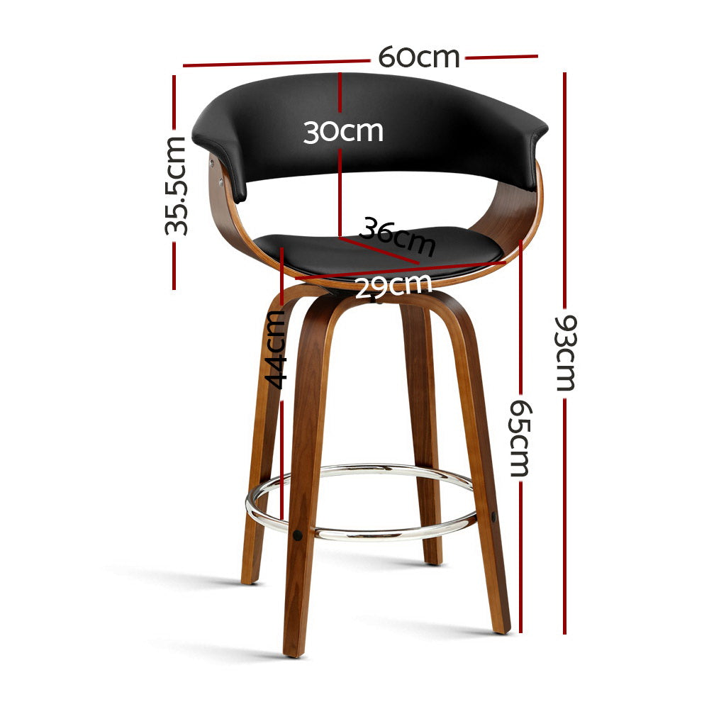 Bar Stools Swivel PU Seat Wooden By Artiss