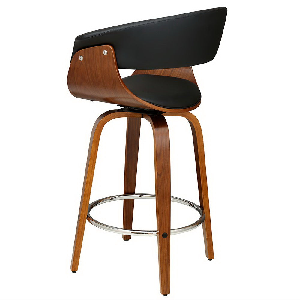 Bar Stools Swivel PU Seat Wooden By Artiss