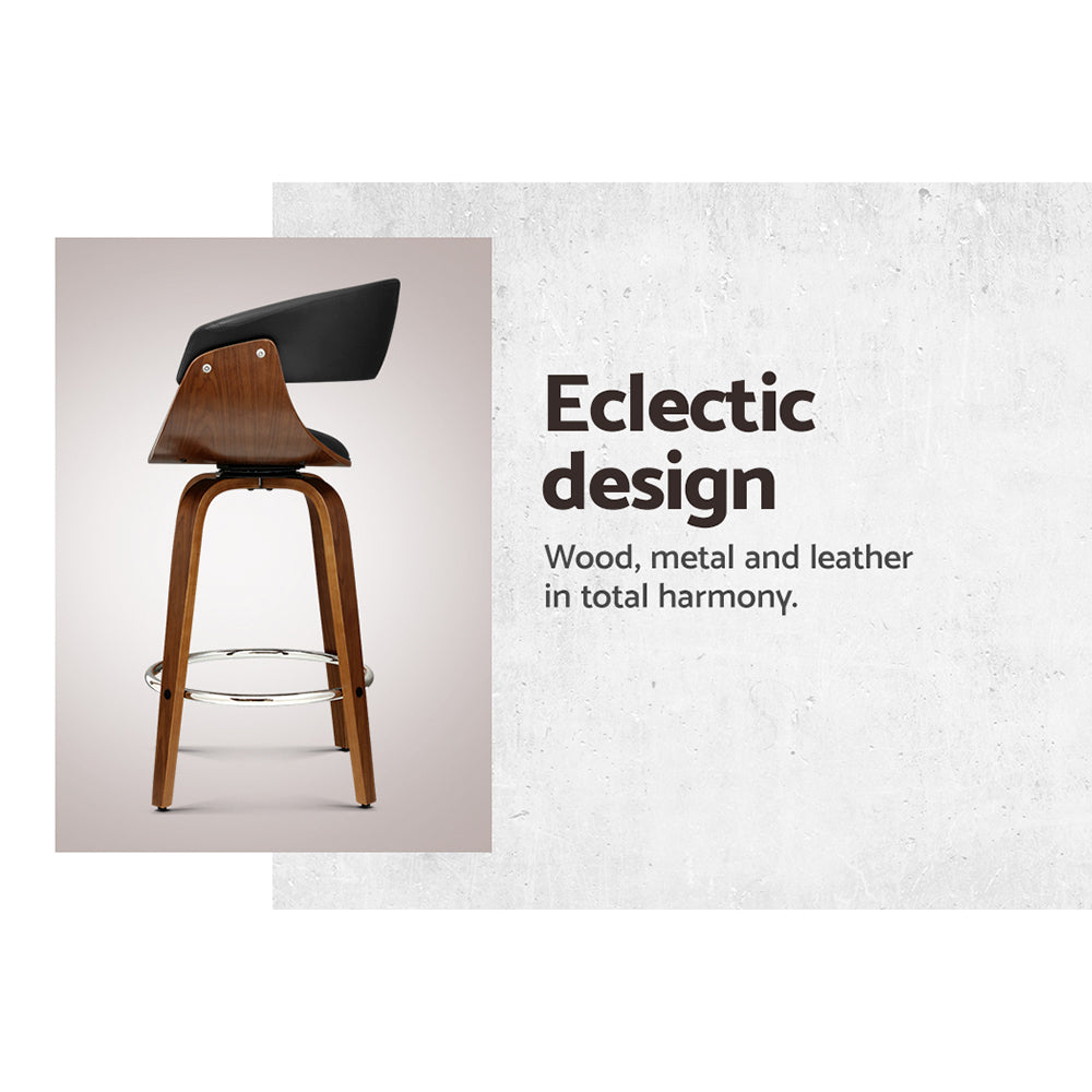 Bar Stools Swivel PU Seat Wooden By Artiss
