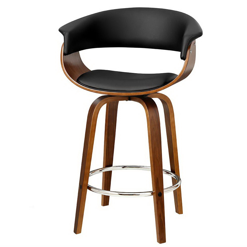 Bar Stools Swivel PU Seat Wooden By Artiss