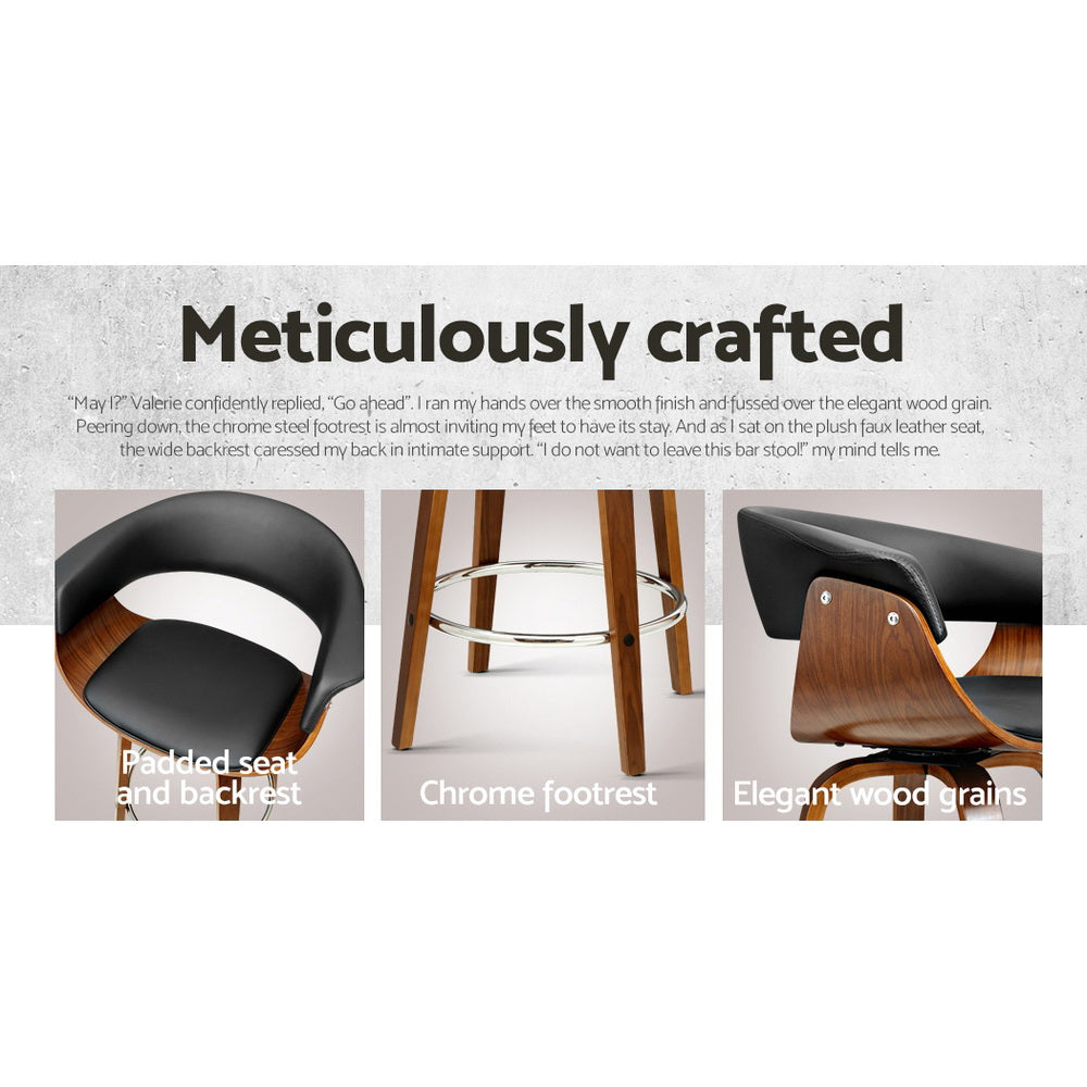 4x Bar Stools Swivel PU Seat Wooden By Artiss