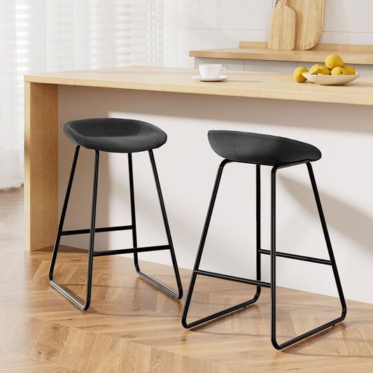 2x Bar Stools Kitchen Dining Chairs Counter Stool PU Leather Metal by Artiss