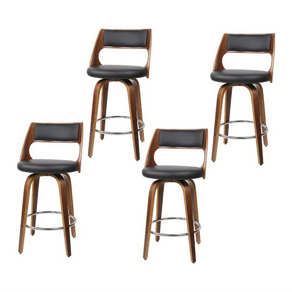 4x Bar Stools Swivel Leather Chair 65cm by Artiss