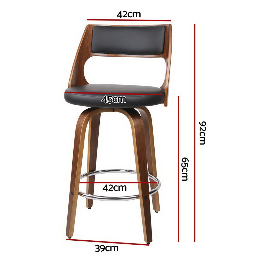 4x Bar Stools Swivel Leather Chair 65cm by Artiss