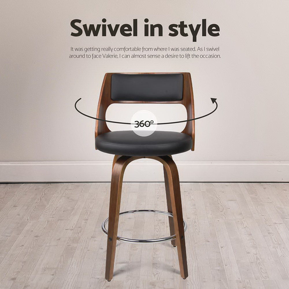 4x Bar Stools Swivel Leather Chair 65cm by Artiss