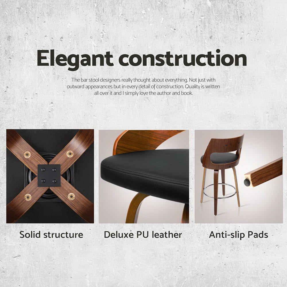 4x Bar Stools Swivel Leather Chair 65cm by Artiss