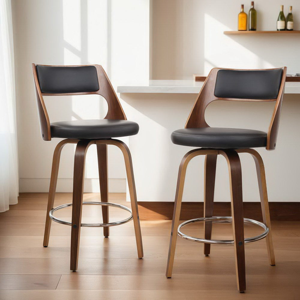4x Bar Stools Swivel Leather Chair 65cm by Artiss
