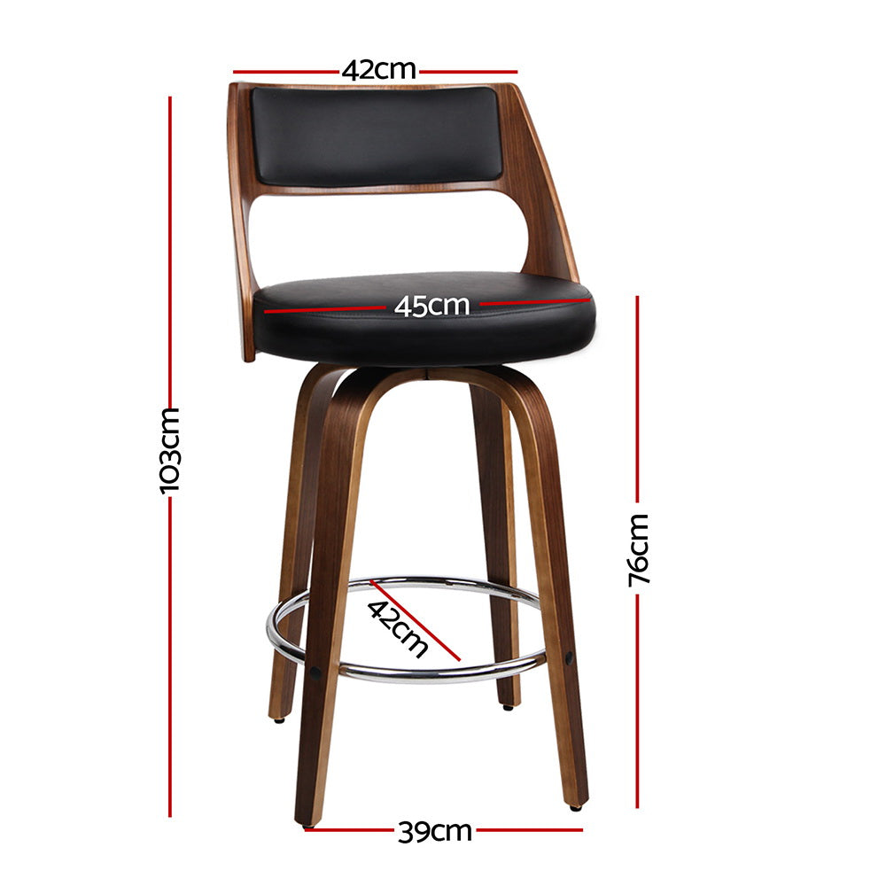 2x Bar Stools Swivel Leather Chair 76cm By Artiss