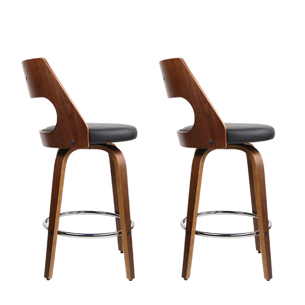 2x Bar Stools Swivel Leather Chair 76cm By Artiss
