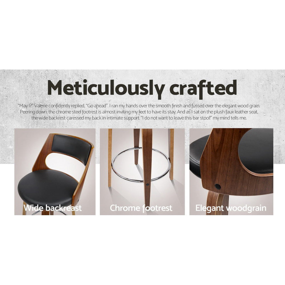 2x Bar Stools Swivel Leather Chair 76cm By Artiss