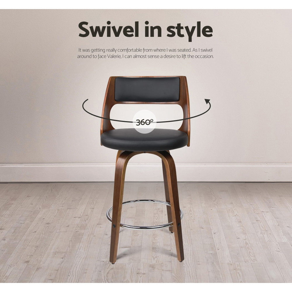 2x Bar Stools Swivel Leather Chair 76cm By Artiss