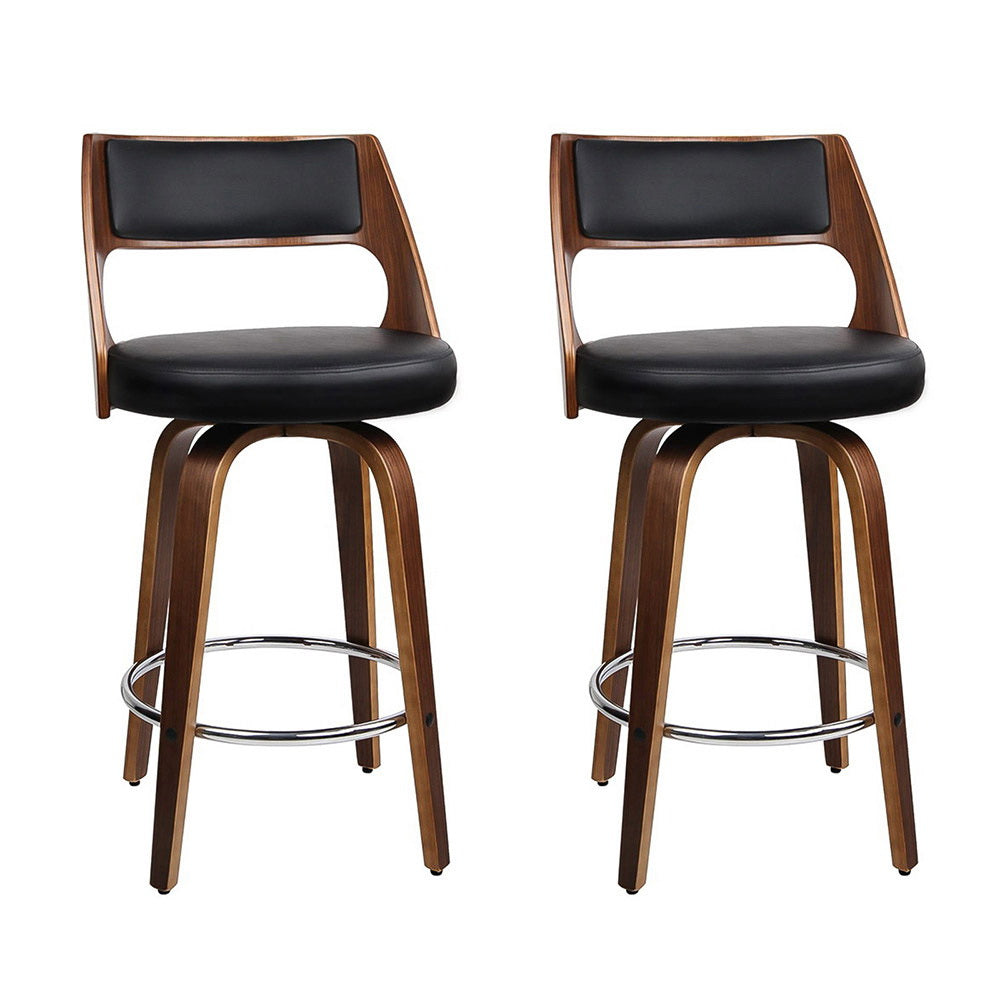 2x Bar Stools Swivel Leather Chair 76cm By Artiss