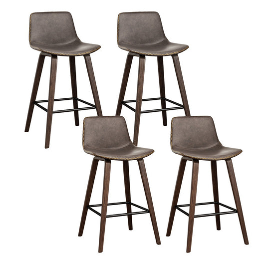 4x Bar Stools Vintage Leather Wooden by Artiss