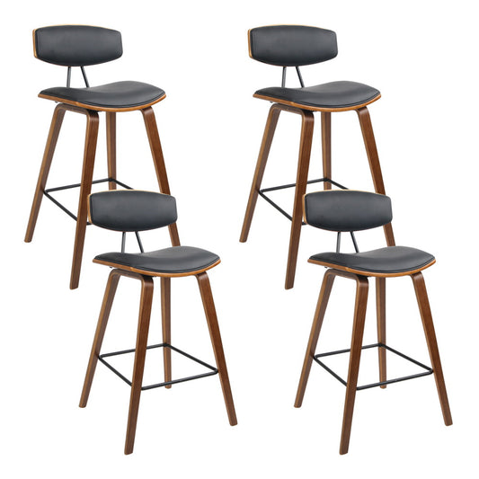 4x Bar Stools Leather Padded w/Backrest By Artiss