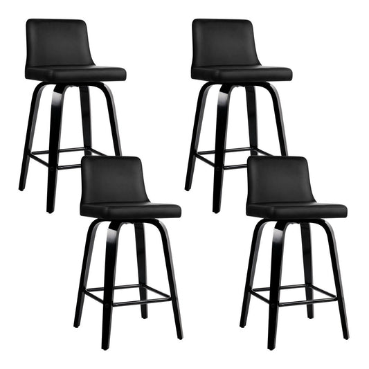 4x Bar Stools Kitchen Leather Barstools Swivel Wooden Chairs By Artiss