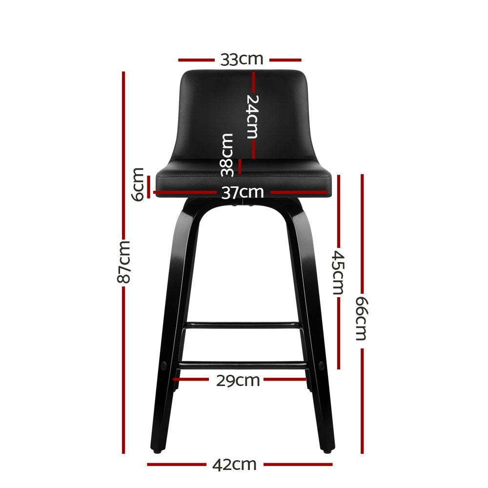 4x Bar Stools Kitchen Leather Barstools Swivel Wooden Chairs By Artiss