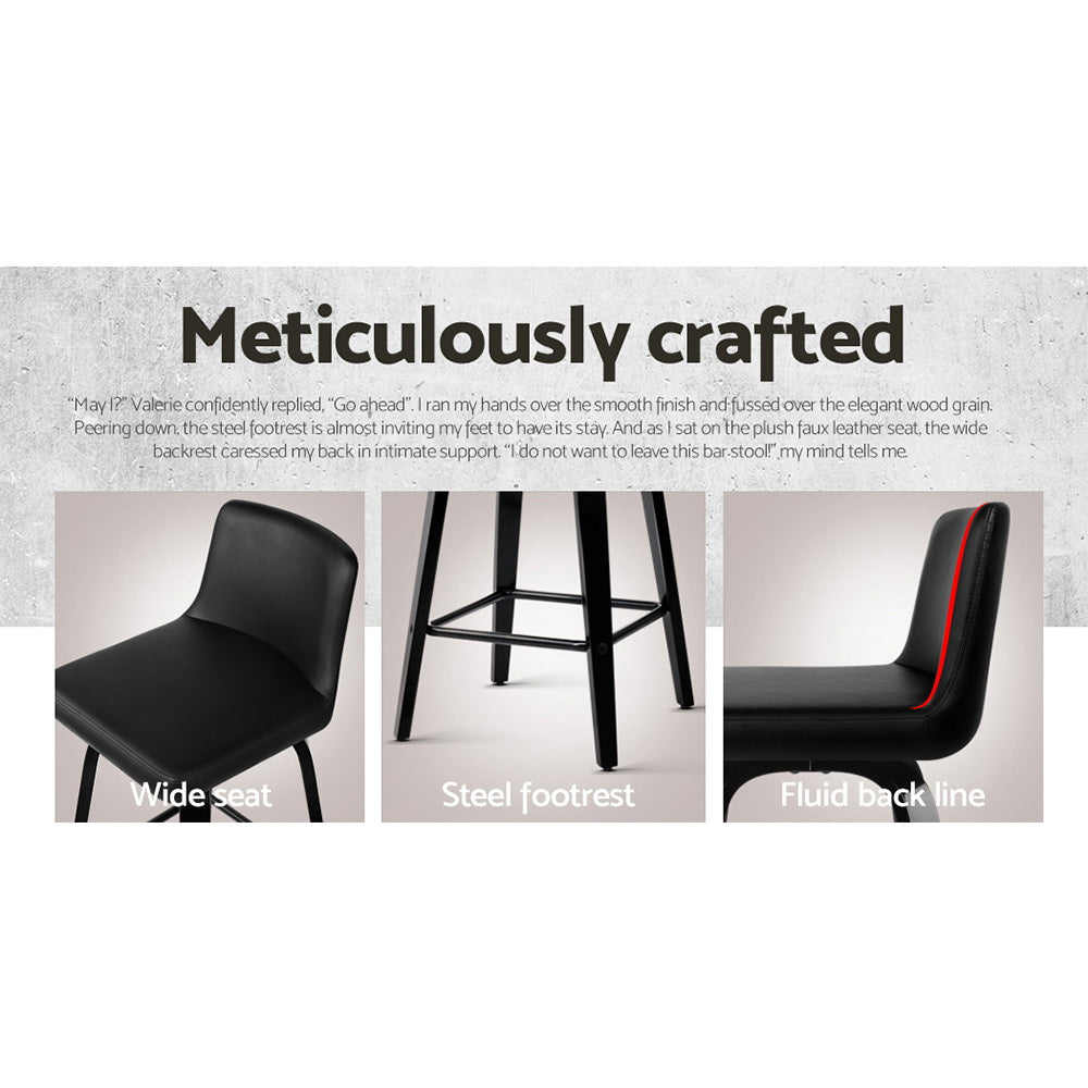 4x Bar Stools Kitchen Leather Barstools Swivel Wooden Chairs By Artiss