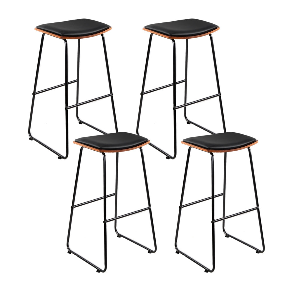 4x Bar Stools Leather Padded Metal by Artiss