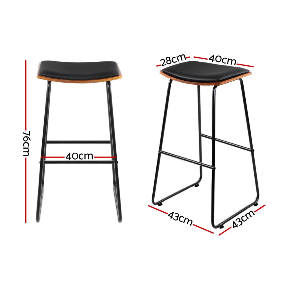 4x Bar Stools Leather Padded Metal by Artiss