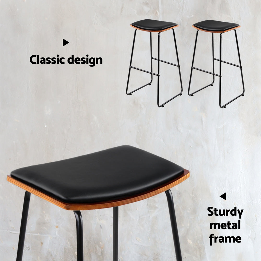 4x Bar Stools Leather Padded Metal by Artiss