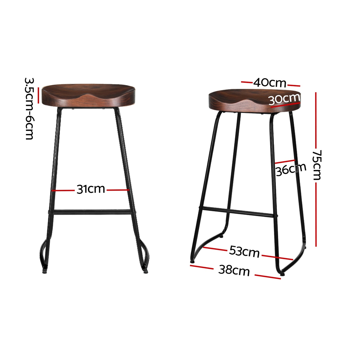 4x Bar Stools Tractor Seat 75cm Black By Artiss