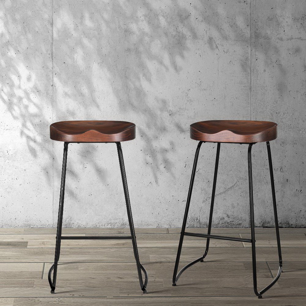 4x Bar Stools Tractor Seat 75cm Black By Artiss