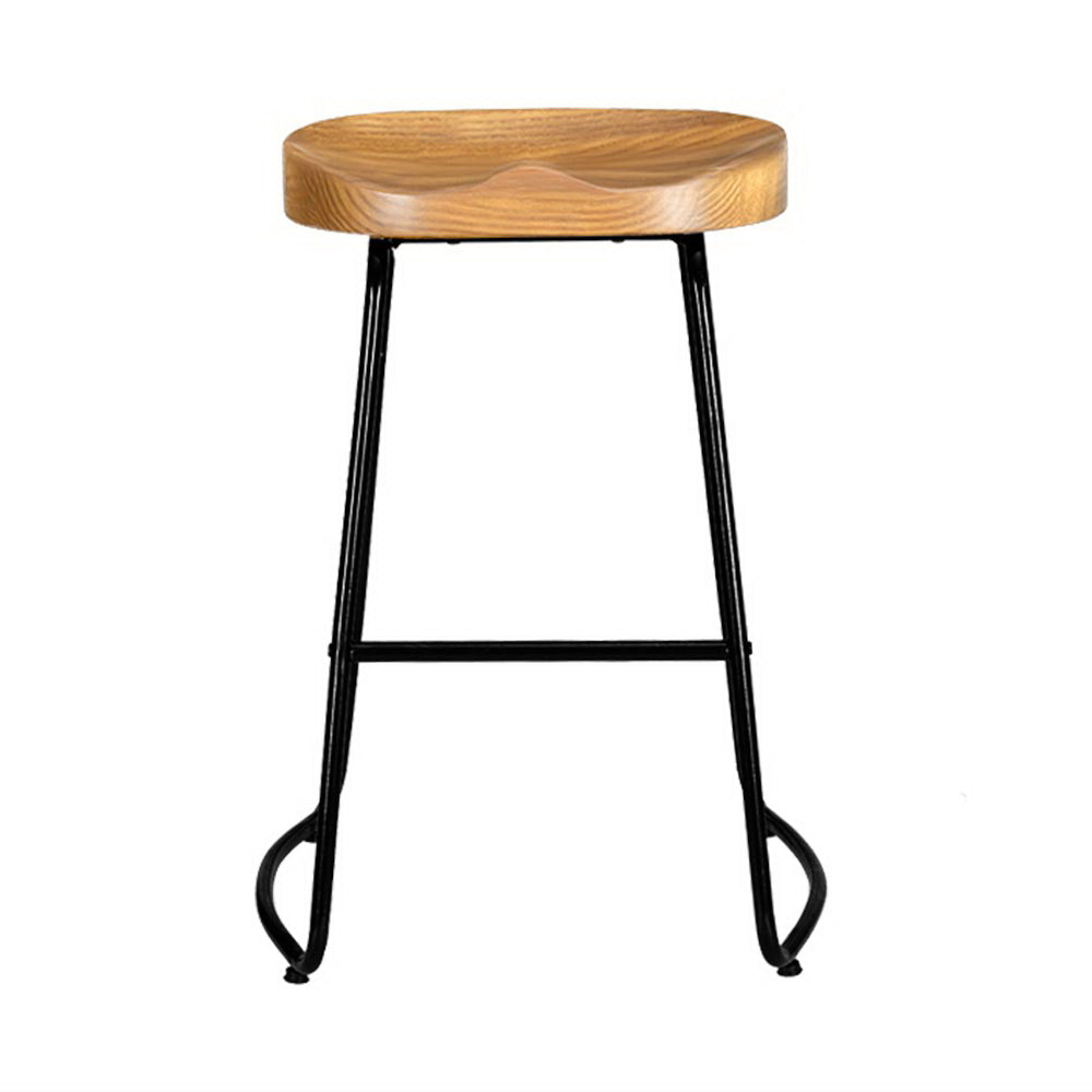 4x Bar Stools Tractor Seat 65cm Wooden By Artiss