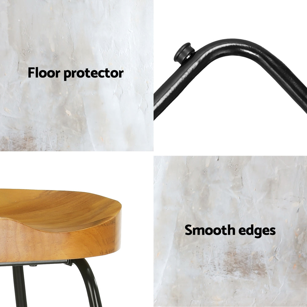 4x Bar Stools Tractor Seat 65cm Wooden By Artiss