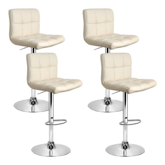 4x Bar Stools Leather Gas Lift Beige By Artiss