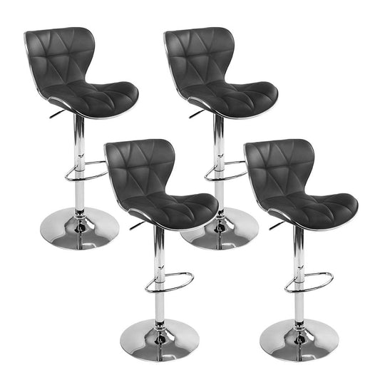 4x Bar Stools Gas Lift Leather Seat Black By Artiss
