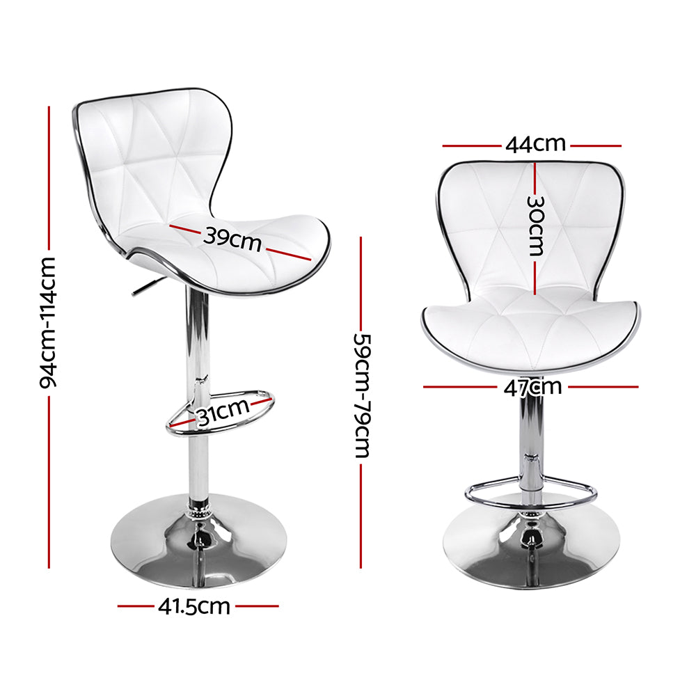 4x Bar Stools Gas Lift Leather Seat White By Artiss