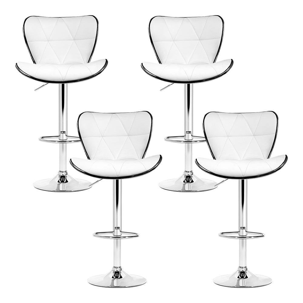4x Bar Stools Gas Lift Leather Seat White By Artiss
