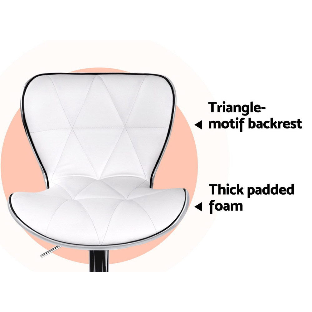 4x Bar Stools Gas Lift Leather Seat White By Artiss