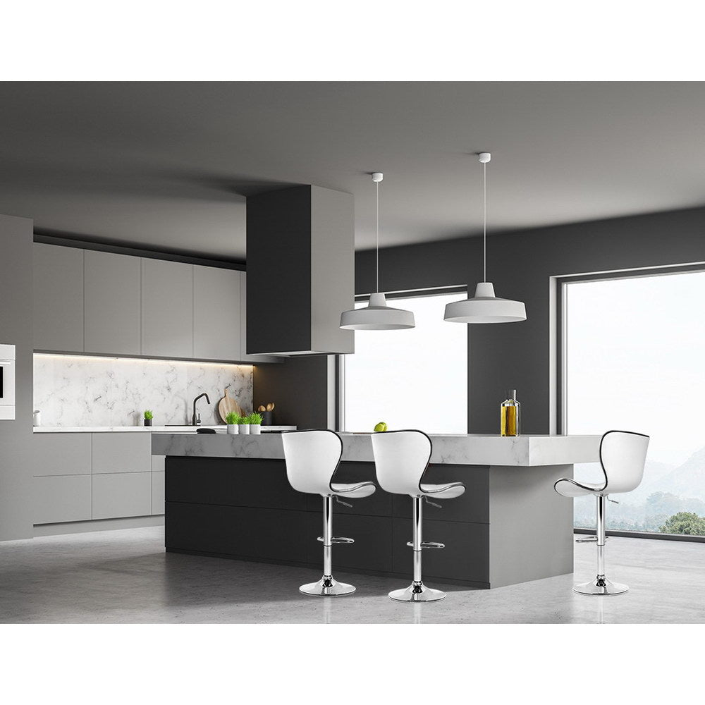 4x Bar Stools Gas Lift Leather Seat White By Artiss