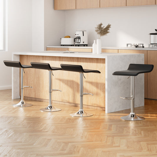 4x Bar Stools Adjustable Gas Lift Chairs Black By Artiss