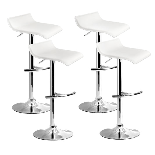 4x Bar Stools Adjustable Gas Lift Chairs White By Artiss