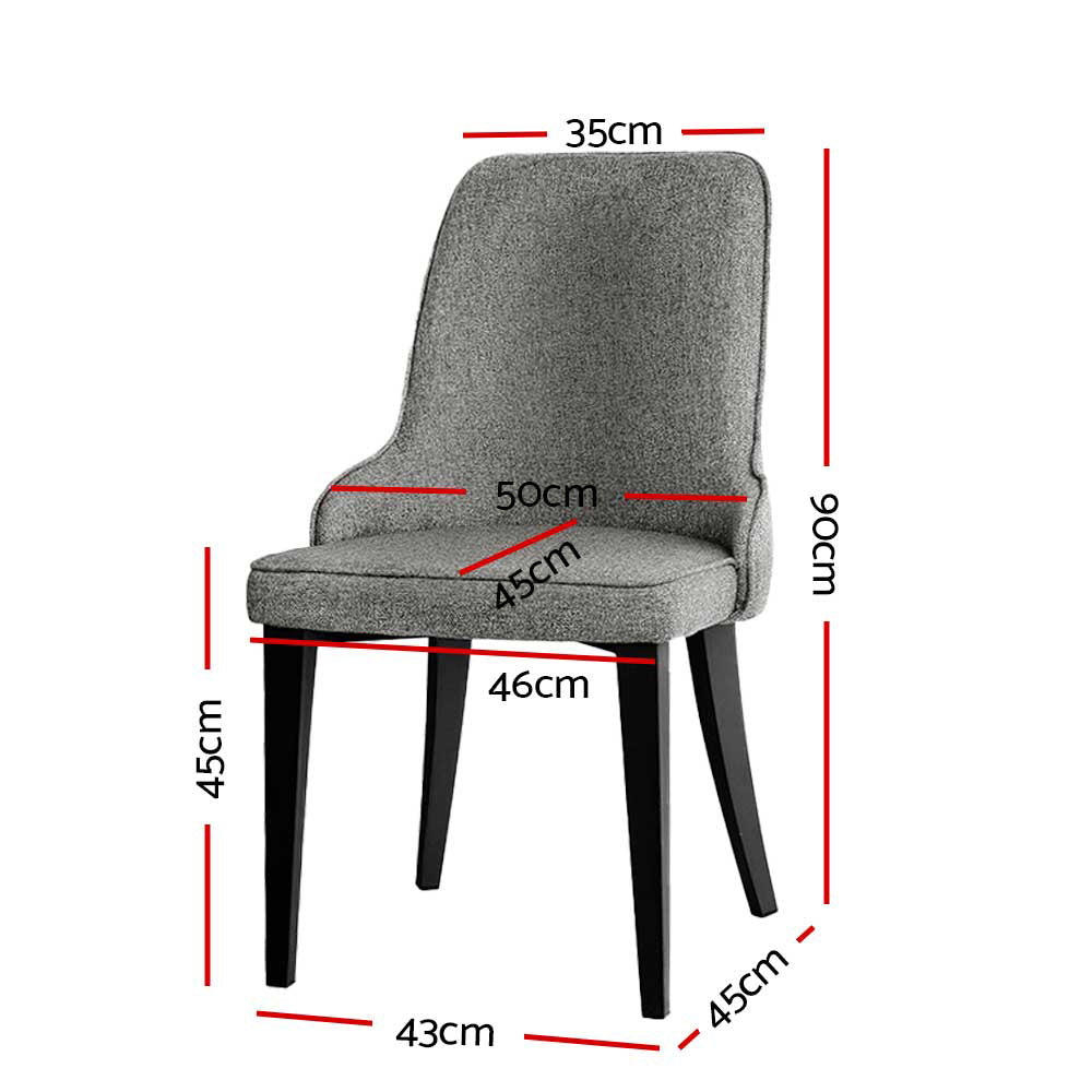 Dining Chairs Set of 2 Linen Fabric Grey By Artiss