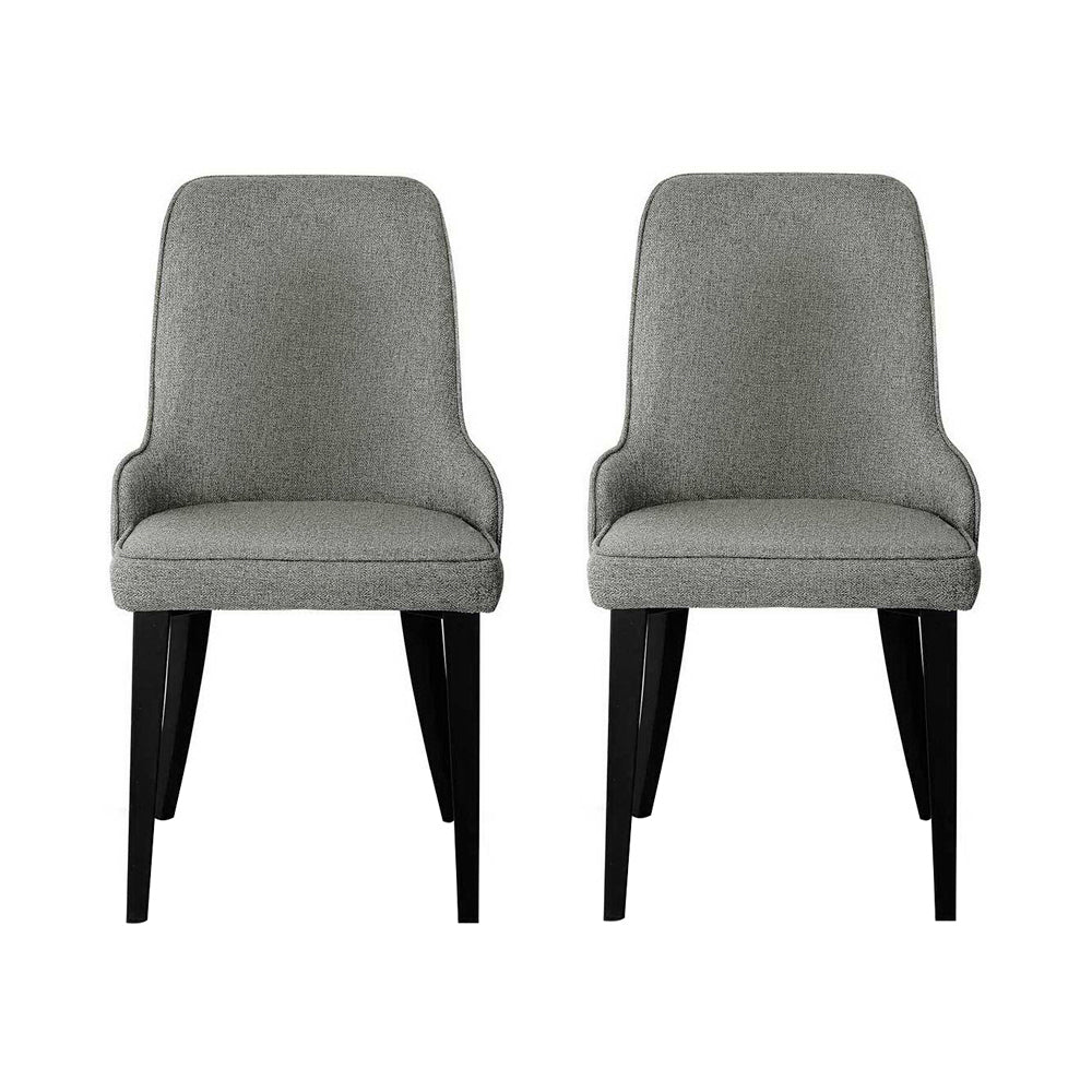 Dining Chairs Set of 2 Linen Fabric Grey By Artiss