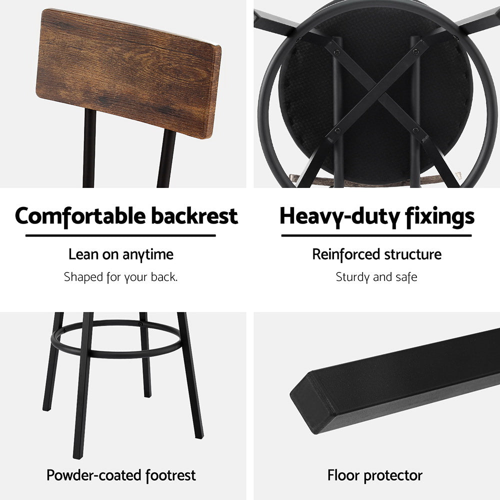Artiss 4X Industrial Bar Stools Upholstered Counter Chairs Steel Frame Anti-Scratch