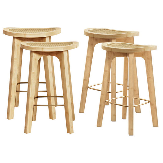 4x Bar Stools Bamboo Rattan Stool Counter Chair Kitchen Barstools by Artiss