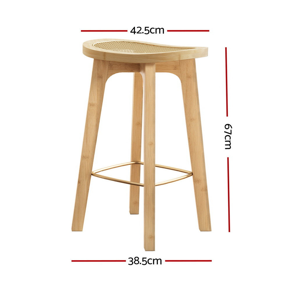 4x Bar Stools Bamboo Rattan Stool Counter Chair Kitchen Barstools by Artiss