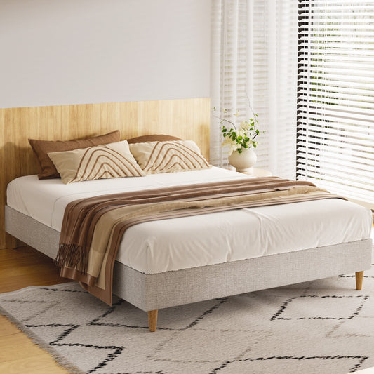 Bed Frame Double Size Beige ZORA By Artiss