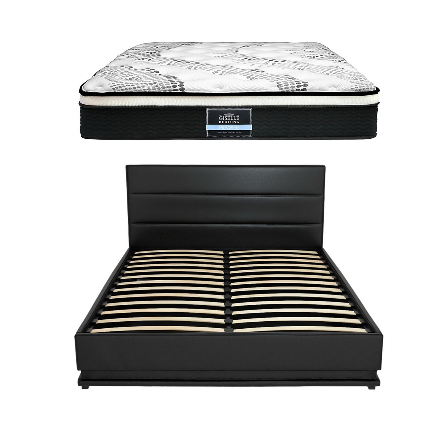Queen RGB LED Bed Frame with 32cm Giselle Mattress Set by Artiss