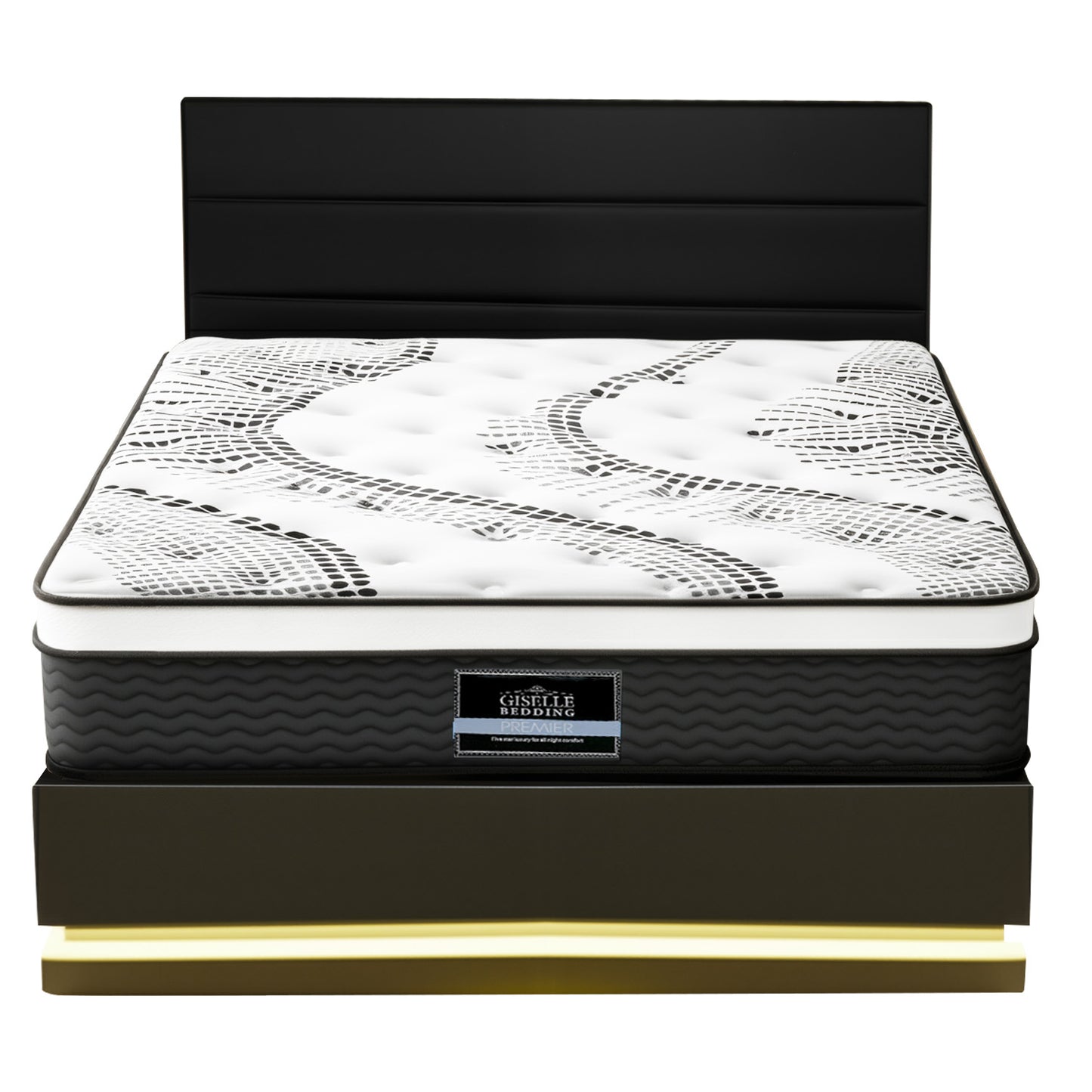 Queen RGB LED Bed Frame with 32cm Giselle Mattress Set by Artiss