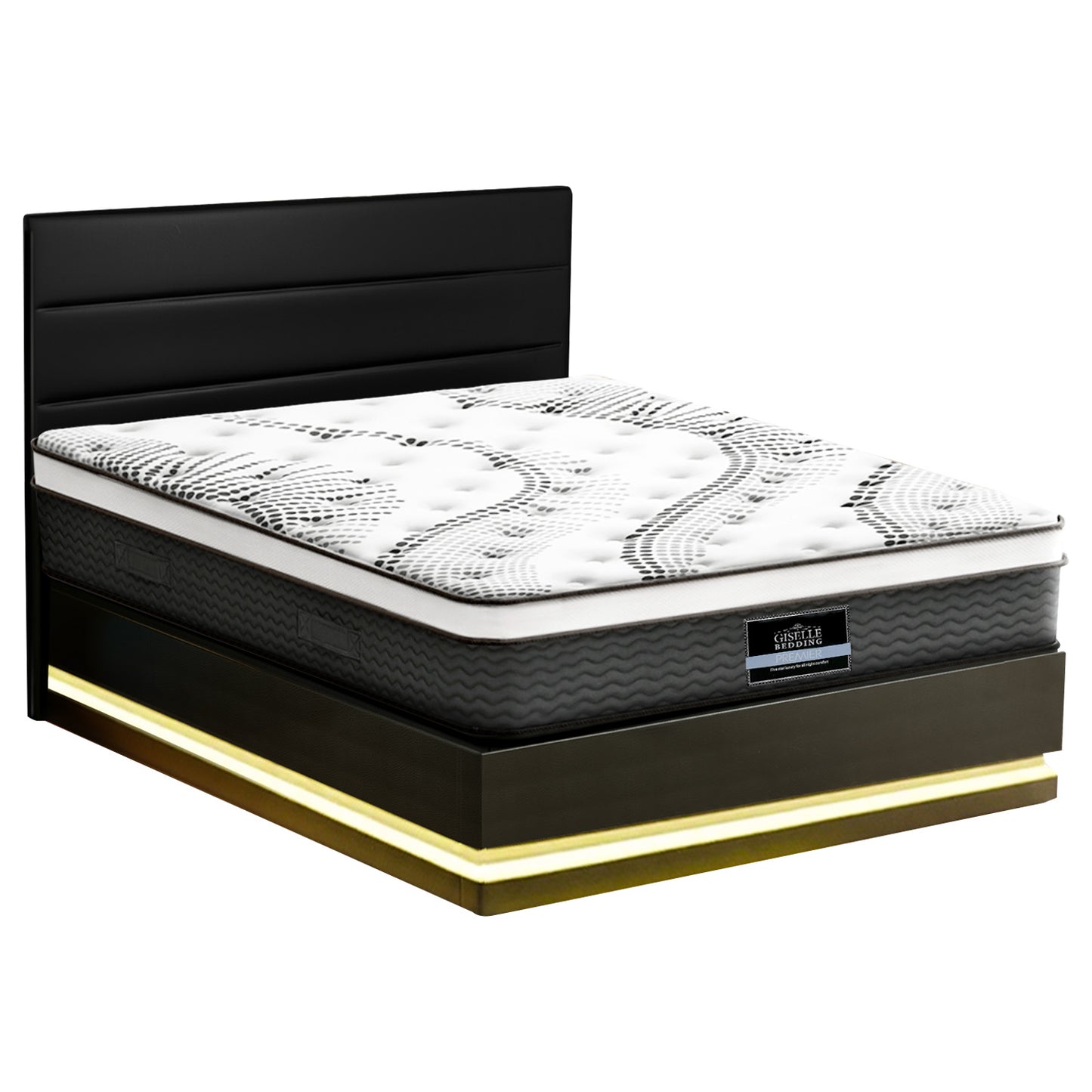 Queen RGB LED Bed Frame with 32cm Giselle Mattress Set by Artiss