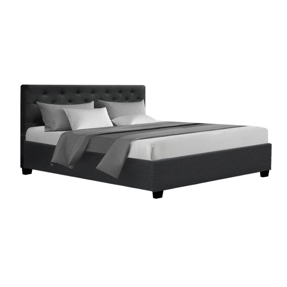 Bed Frame Queen Size Gas Lift Charcoal VILA by Artiss