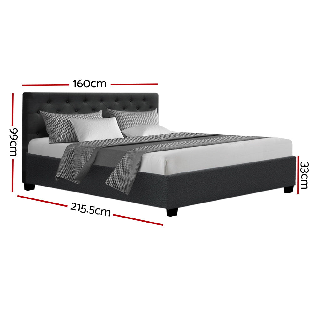 Bed Frame Queen Size Gas Lift Charcoal VILA by Artiss